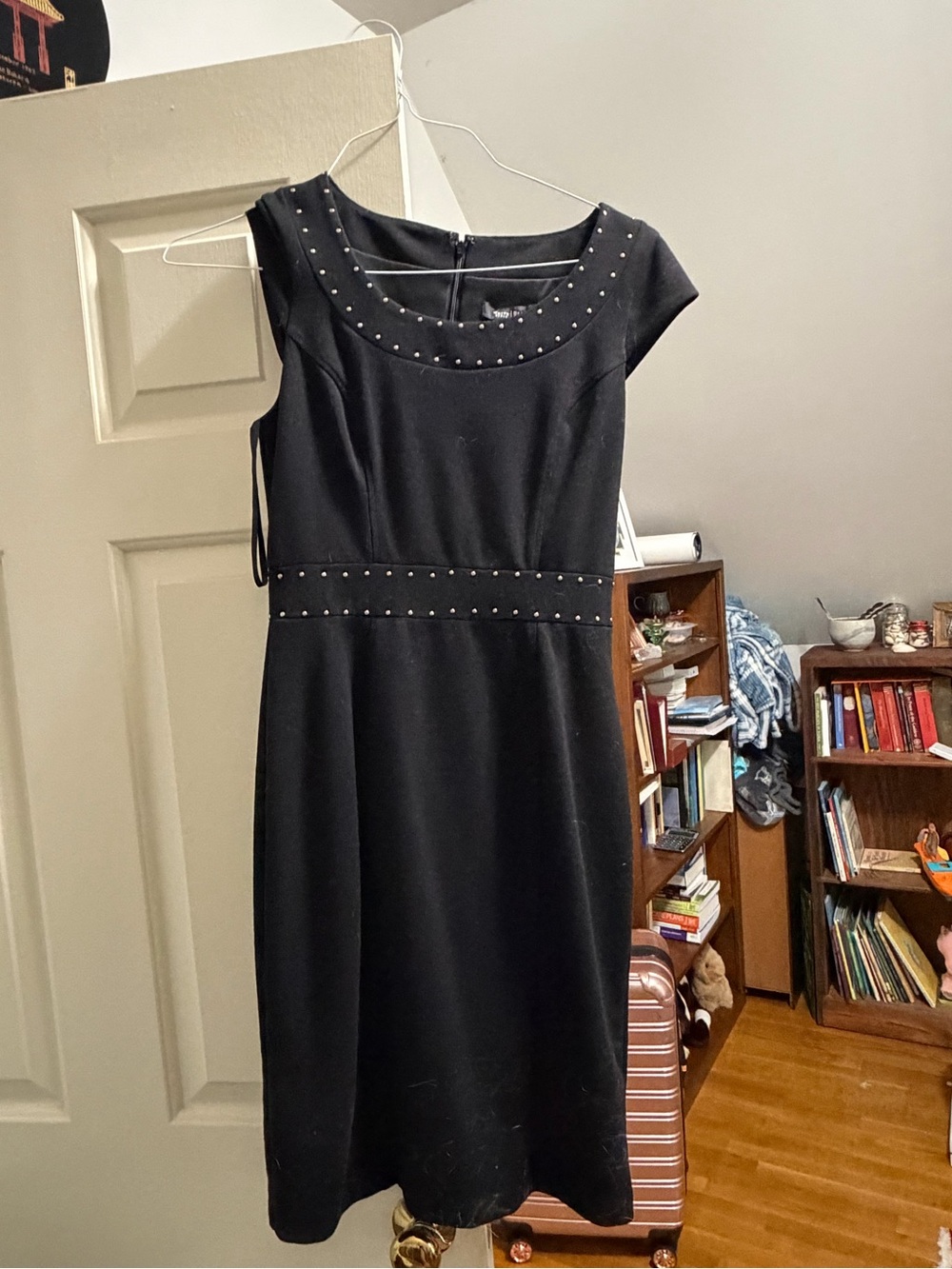White House Black Market Black Stud-Trim Sheath Dress